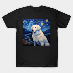 Kuvasz Painted by Vincent Van Gogh The Starry Night style T-Shirt